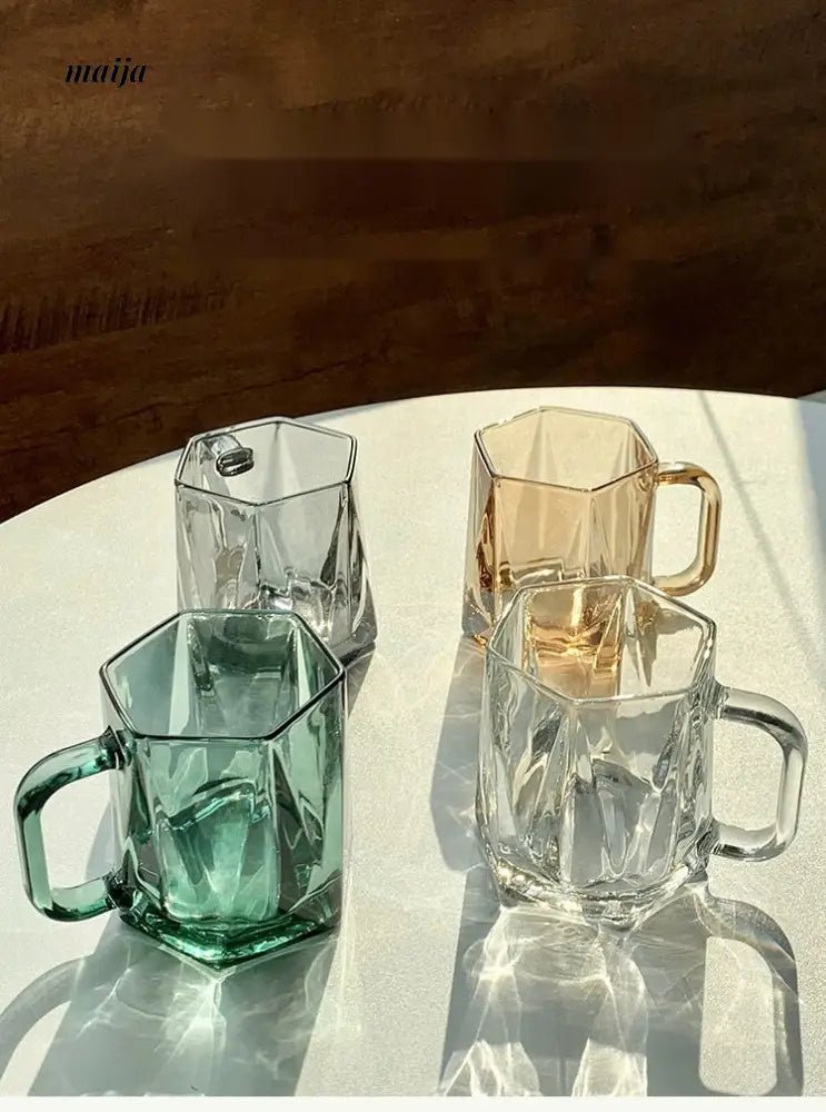 BANKE Diamond Hexagonal Transparent Coffee Glass Cup