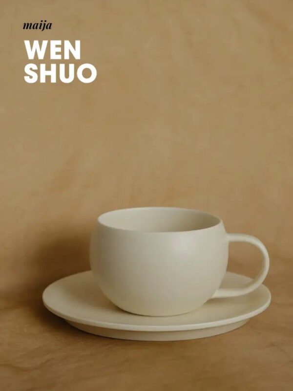 WENSHUO Cream Coffee Ceramic Cup Set