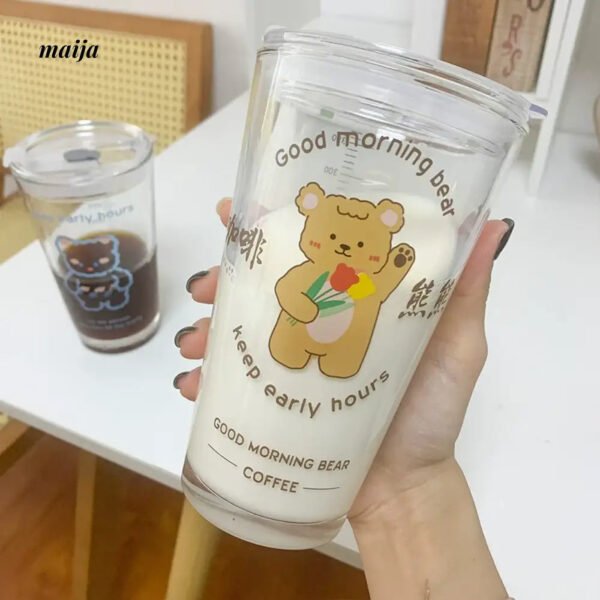 BANKE Coffee Milk Tea Glass Cup with Little Bears - Image 6