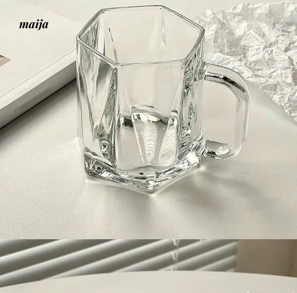 BANKE Diamond Hexagonal Transparent Coffee Glass Cup - Image 2
