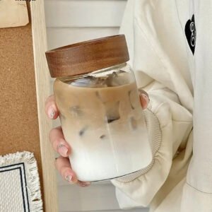 BANKE Portable Glass Tea Cup with Lid