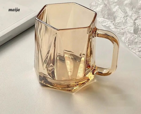 BANKE Diamond Hexagonal Transparent Coffee Glass Cup - Image 3