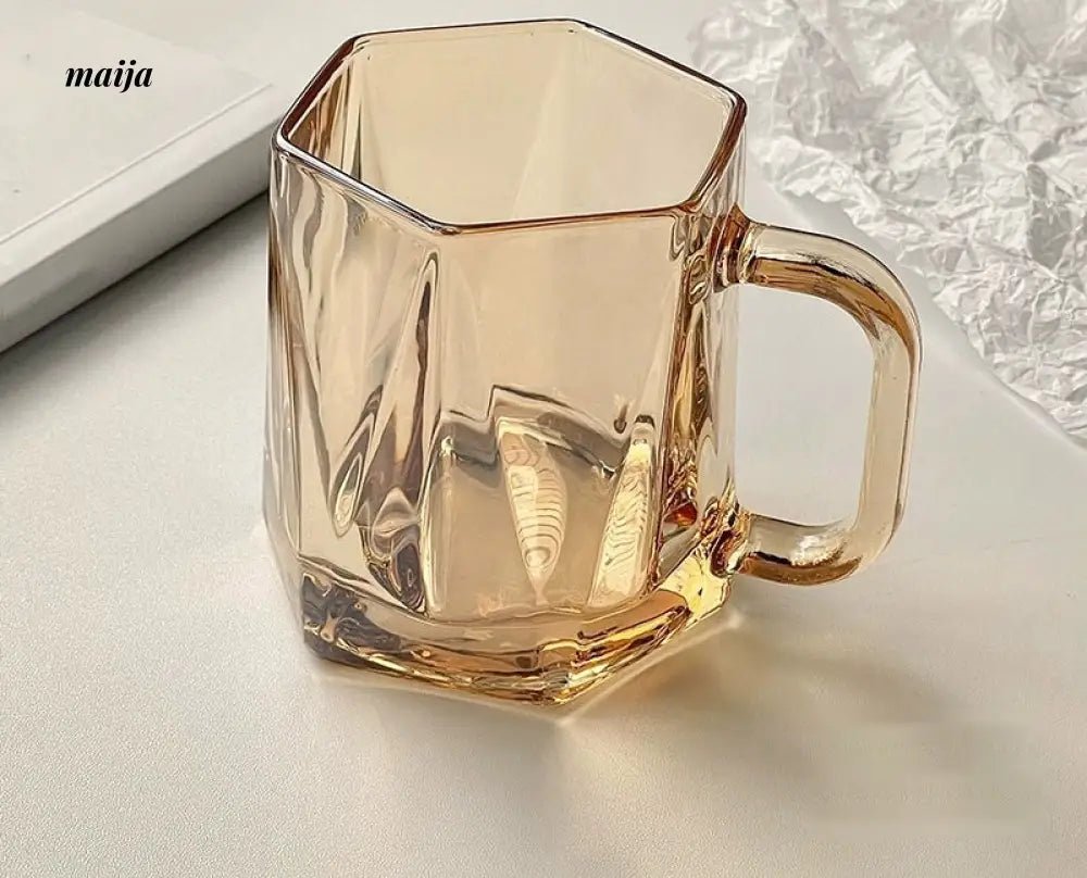 BANKE Diamond Hexagonal Transparent Coffee Glass Cup - Image 3