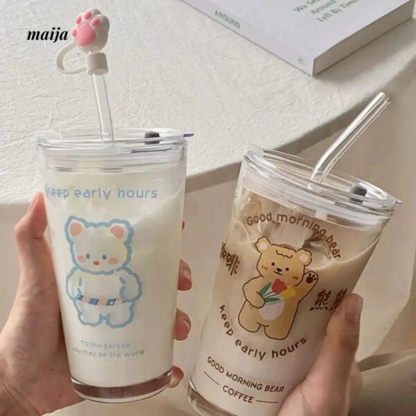 BANKE Bear Straw Glass Milk Coffee Cup - Image 7