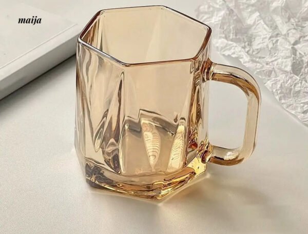 BANKE Diamond Hexagonal Transparent Coffee Glass Cup - Image 4