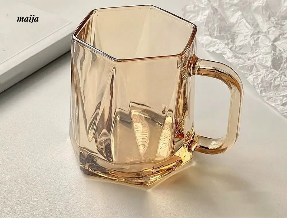 BANKE Diamond Hexagonal Transparent Coffee Glass Cup - Image 4