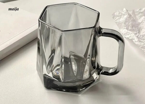 BANKE Diamond Hexagonal Transparent Coffee Glass Cup - Image 6