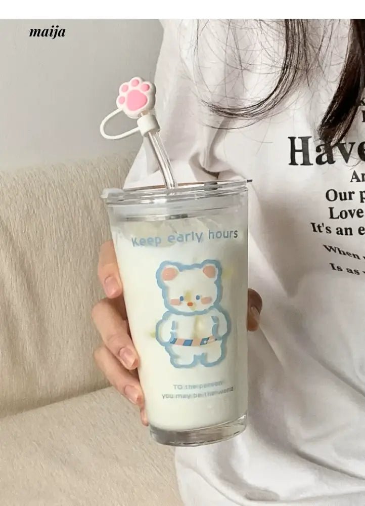 BANKE Bear Straw Glass Milk Coffee Cup - Image 8