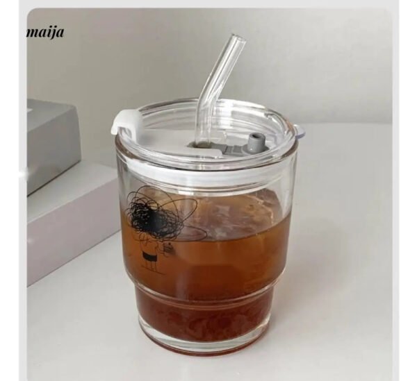 BANKE Summer Portable Glass Latte Coffee Cup - Image 2