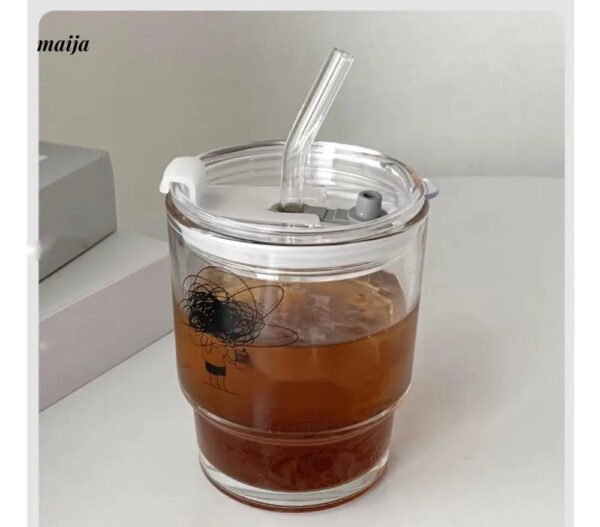 BANKE Summer Portable Glass Latte Coffee Cup - Image 5