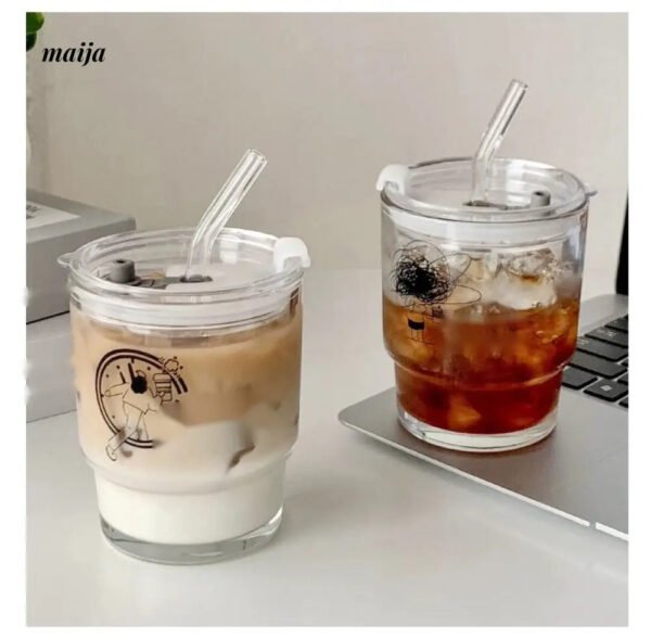 BANKE Summer Portable Glass Latte Coffee Cup - Image 12