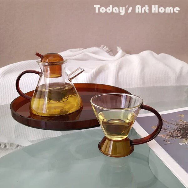 TODAYARTIST Elowen Glossy Scandinavian Tea Set with Amber Cups - Image 7