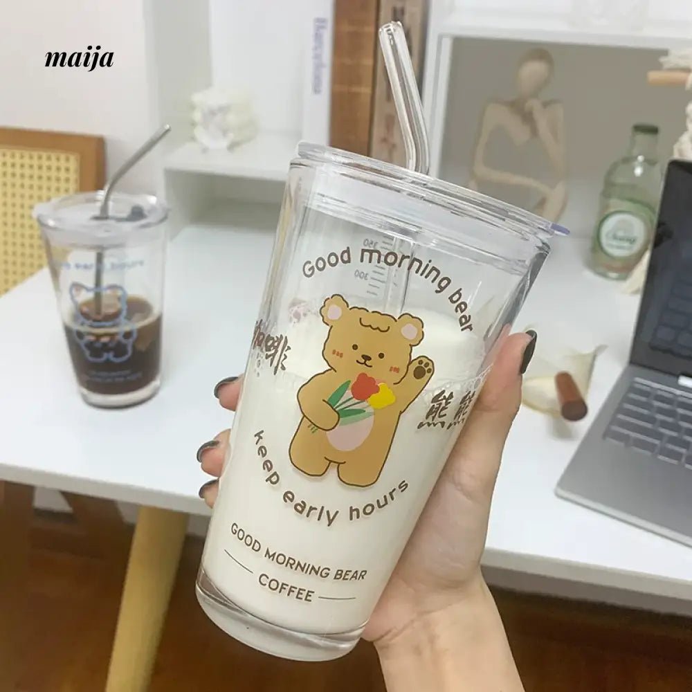 BANKE Coffee Milk Tea Glass Cup with Little Bears - Image 5