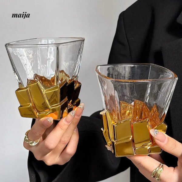 COFFEE FRUIT Space Gold Ice Glass Hand-Painted Whiskey Wine Cup