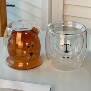 BANKE Double-Layer Cute Bear Glass Coffee Cup