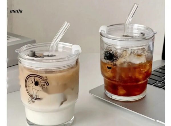 BANKE Summer Portable Glass Latte Coffee Cup - Image 17