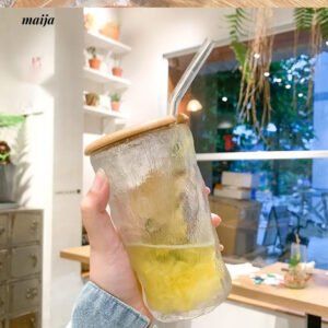 BANKE High-Quality Matte Straw Coffee Glass Cup