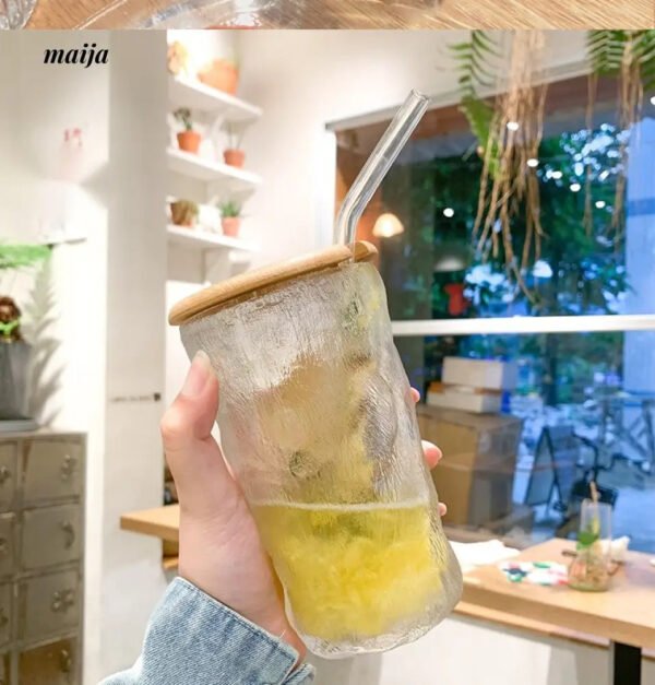 BANKE High-Quality Matte Straw Coffee Glass Cup