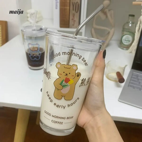 BANKE Coffee Milk Tea Glass Cup with Little Bears - Image 4