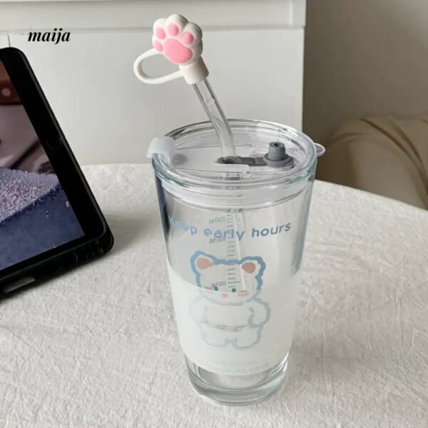 BANKE Bear Straw Glass Milk Coffee Cup - Image 3