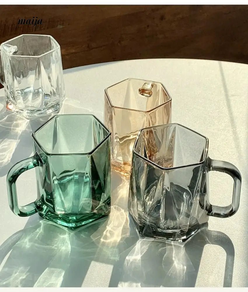 BANKE Diamond Hexagonal Transparent Coffee Glass Cup - Image 13