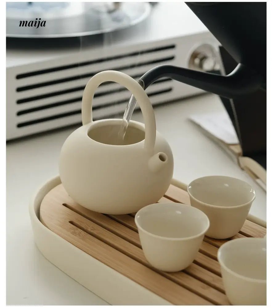 WENSHUO Cream Japanese Ceramic Cup Set - Image 3