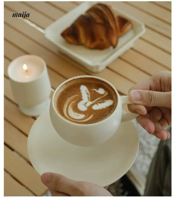WENSHUO Cream Coffee Ceramic Cup Set - Image 3