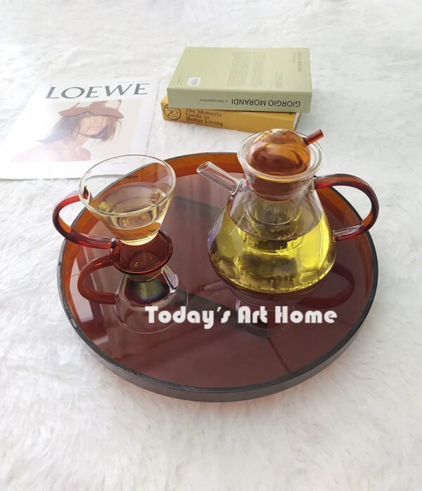 TODAYARTIST Elowen Glossy Scandinavian Tea Set with Amber Cups - Image 9