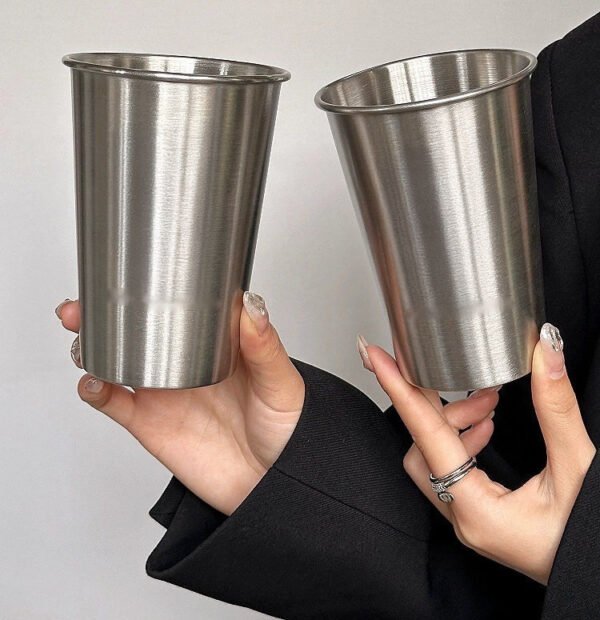 COFFEE FRUIT Capacious Glass Stainless Steel Coffee Metal Cup