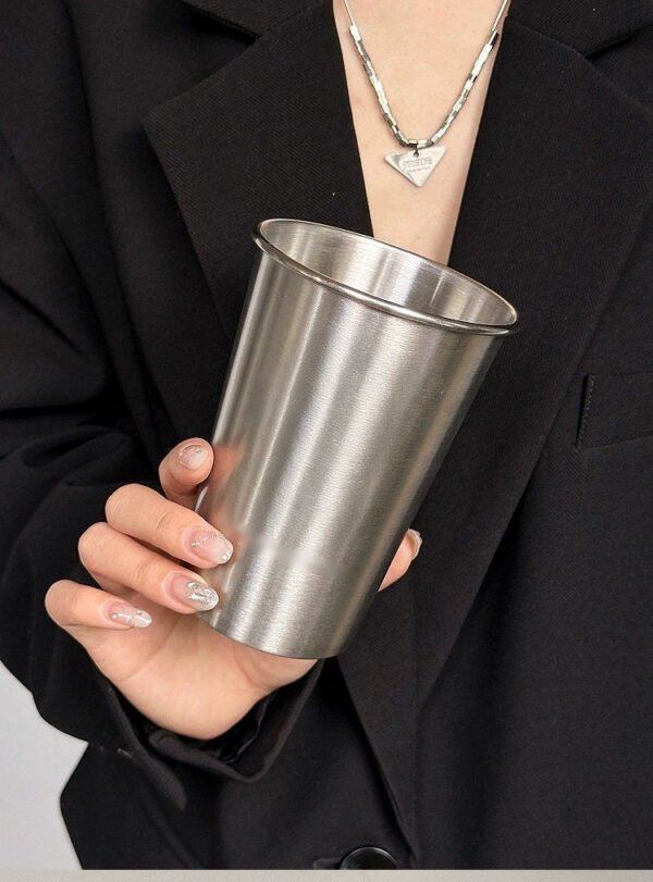 COFFEE FRUIT Capacious Glass Stainless Steel Coffee Metal Cup - Image 2