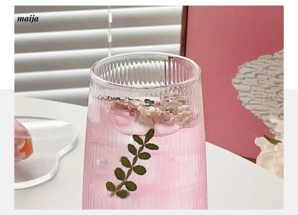 BANKE Striped Glass Latte Coffee Cup Cute Design - Image 6