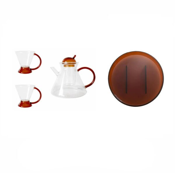 TODAYARTIST Elowen Glossy Scandinavian Tea Set with Amber Cups - Image 6