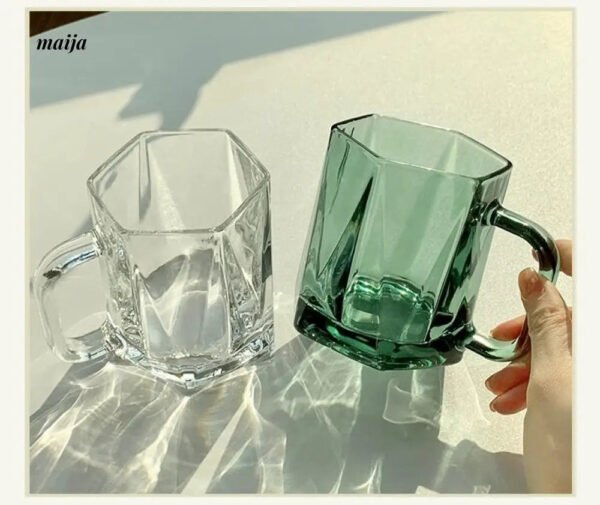 BANKE Diamond Hexagonal Transparent Coffee Glass Cup - Image 15
