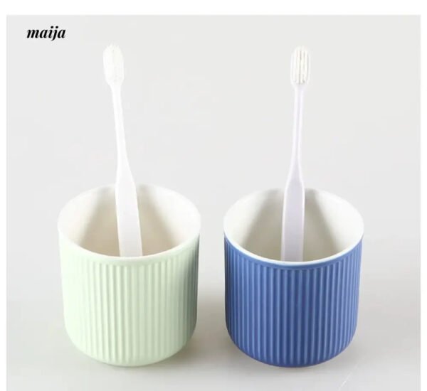 KULE HOME Ceramic Toothbrush Cup and Mouthwash Holder - Image 6