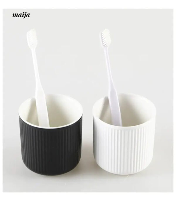 KULE HOME Ceramic Toothbrush Cup and Mouthwash Holder - Image 7