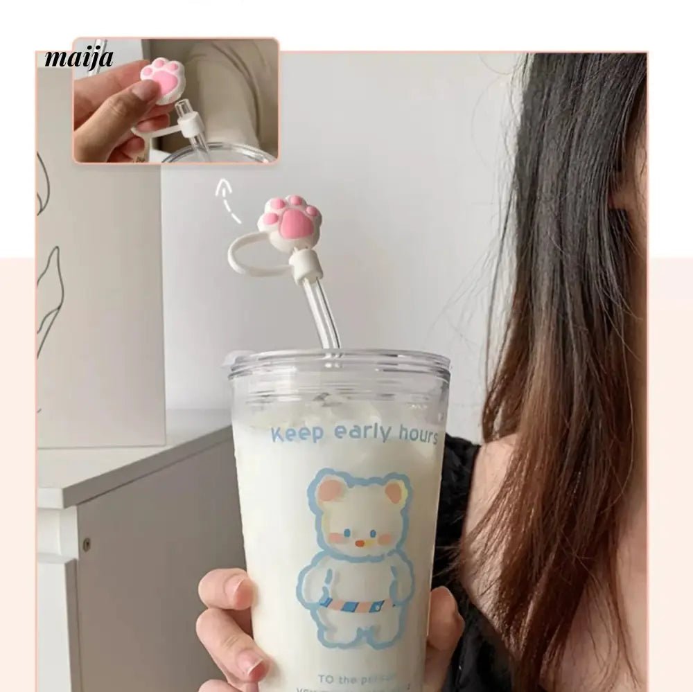 BANKE Bear Straw Glass Milk Coffee Cup - Image 6